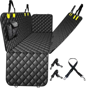 100% Waterproof Dog Car Seat Cover for Back Seat, Large Hammock and Pet Protector, Suitable for Small and Large Dogs, Cars, Trucks, SUVs (Yellow, Standard)