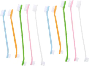 10pcs Small Dog Toothbrush Kit Dual-Head Pet Oral Cleaning Brush Ergonomic Handle for Small Dogs Pet Supplies