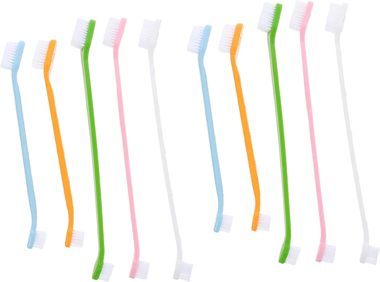 10pcs Small Dog Toothbrush Kit Dual-Head Pet Oral Cleaning Brush Ergonomic Handle for Small Dogs Pet Supplies