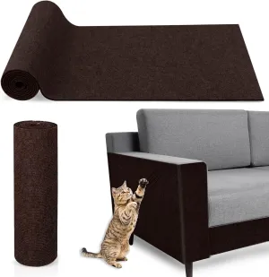 118.11"x15.8" Cat Scratch Mat, DIY Trimmable Self-Adhesive Cat Scratch Carpet, Wall Scratchers for Indoor Cats Climb, Couch Corner Furniture Protector, Fabric Scratch Pad for Cats (Brown)