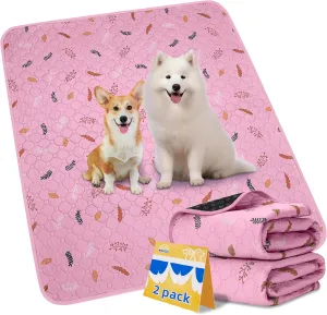 2-Pack Large Reusable Dog Mat for Floor, Dog Playpen, Non-Slip Waterproof Super Absorbent Washable Pee Pads for Dogs, Pet Whelping Pads, Potty Training - Pink, 36" x 72"