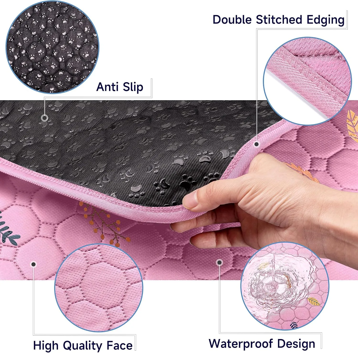 2-Pack Large Reusable Dog Mat for Floor, Dog Playpen, Non-Slip Waterproof Super Absorbent Washable Pee Pads for Dogs, Pet Whelping Pads, Potty Training - Pink, 36" x 72"