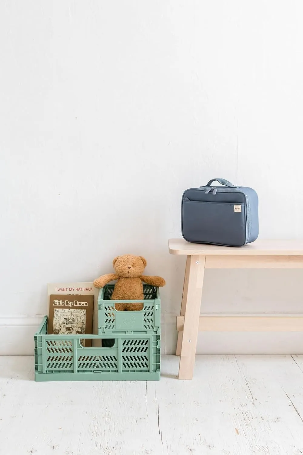 3 Sprouts Recycled Plastic Collapsible Crate - Stackable Folding Storage Crate for Organization for Adults & Kids - Foldable Plastic Crate - Large - Green