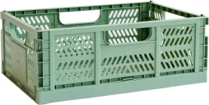 3 Sprouts Recycled Plastic Collapsible Crate - Stackable Folding Storage Crate for Organization for Adults & Kids - Foldable Plastic Crate - Large - Green