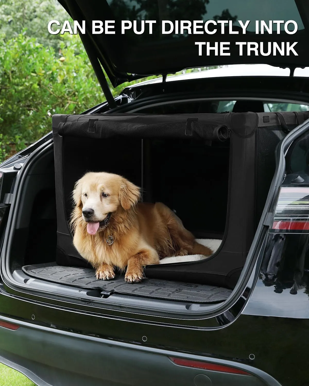 36 Inch Collapsible Travel Dog Crate for Medium Large Dogs, Portable Dog Crate 4-Door Foldable Soft Kennel with Chew-Proof Mesh Windows for Indoor & Outdoor Travel,with Storage Bag,Black