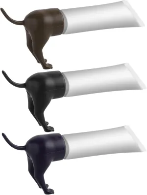3pcs Dog Butt Toothpaste Dispenser, Pooping Dog Toothpaste Topper Funny Creative Cartoon Squeezer Toothpaste Cap for Bathroom Home Travel Daily Use (3 Colors)