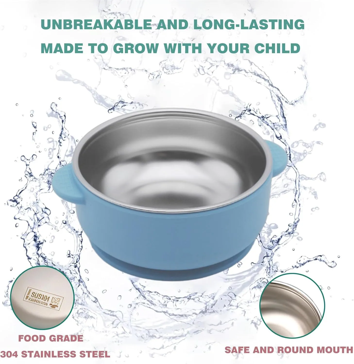 4 Pack 304 Stainless Steel Baby Bowls with Suction & Removable Non-Slip Silicone Shell, Anti-Scald Snack Bowls for Toddlers & Kids Feeding  BPA-Free, Easy to Clean (4 Colors)