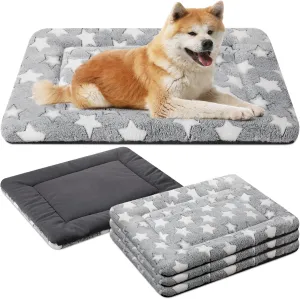 4 Pcs Dog Bed Mat Crate Pad Reversible Mat Machine Washable Bed Star Pet Sleeping Kennel Pad for Crate for Small, Medium, Large Dog(20 x 30 x 1.6 Inch,Gray)