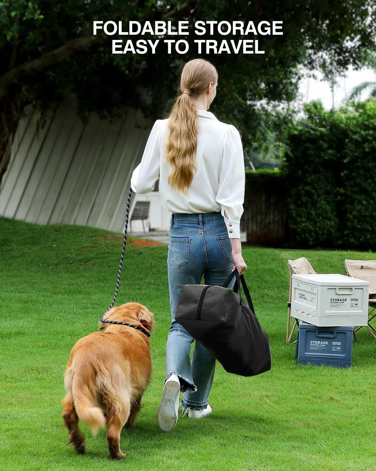 42-Inch Collapsible Travel Dog Crate, Portable 4-Door Soft Kennel for Medium to Large Dogs, Chew-Proof Mesh Windows, Indoor/Outdoor Use, Foldable, with Storage Bag (Black)
