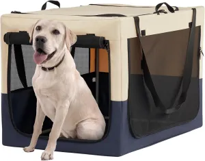 A4Pet Collapsible Dog Crate, Soft Sided Dog Crate - 36 Inch Adjustable Stainless Steel Frame, Lightweight, Durable and Portable Crate with 3-Door, Travel Dog Kennel