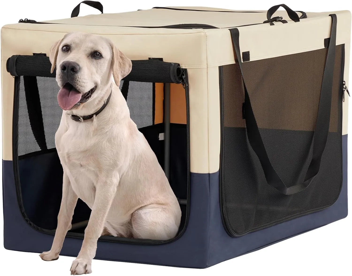 A4Pet Collapsible Dog Crate, Soft Sided Dog Crate - 36 Inch Adjustable Stainless Steel Frame, Lightweight, Durable and Portable Crate with 3-Door, Travel Dog Kennel
