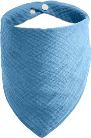 Adjustable Cotton Bandana - Solid Color Scarf for Large Dogs with Button Fastening,Blue,Large