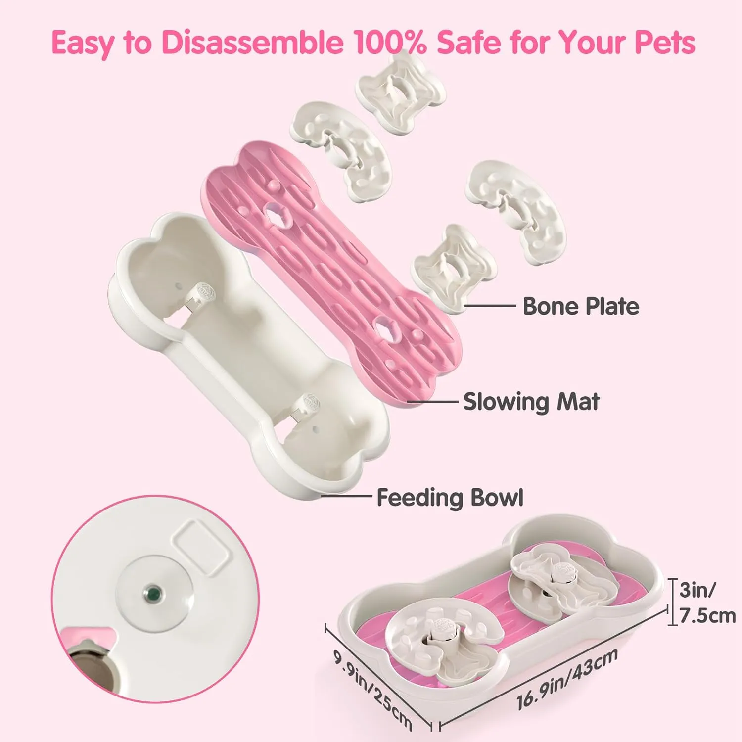 Anti-Choking & Non-Slip Interactive Dog Slow Feeder Bowl - Maze Puzzle Feeder, Bloat Stop, Large Breed Dogs - Pink