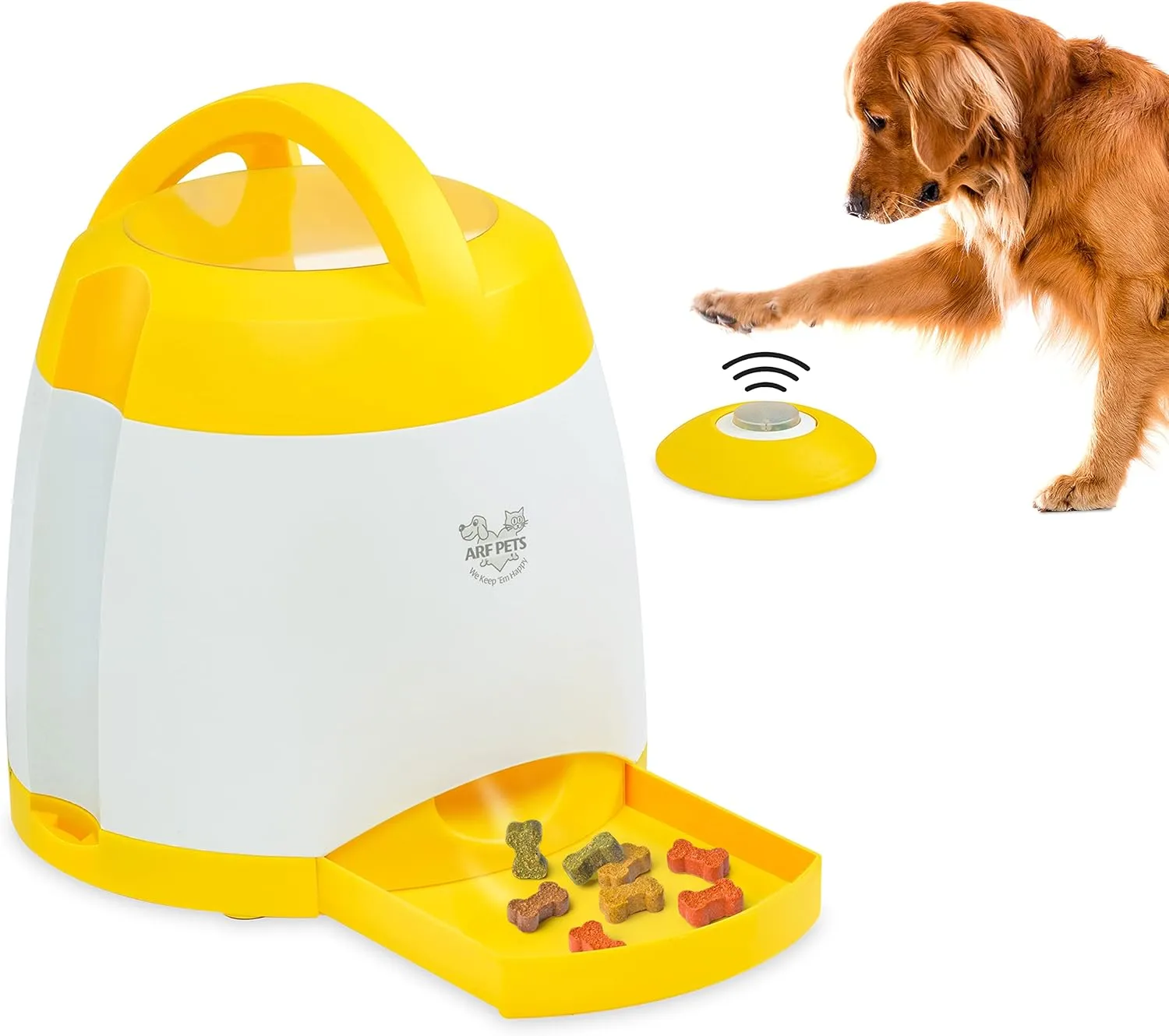 Arf Pets Dog Treat Dispenser with Remote Button  Dog Memory Training Activity Toy  Treat While Train, Promotes Exercise by Rewards, Improves Memory & Positive Training for A Healthier & Happier Pet
