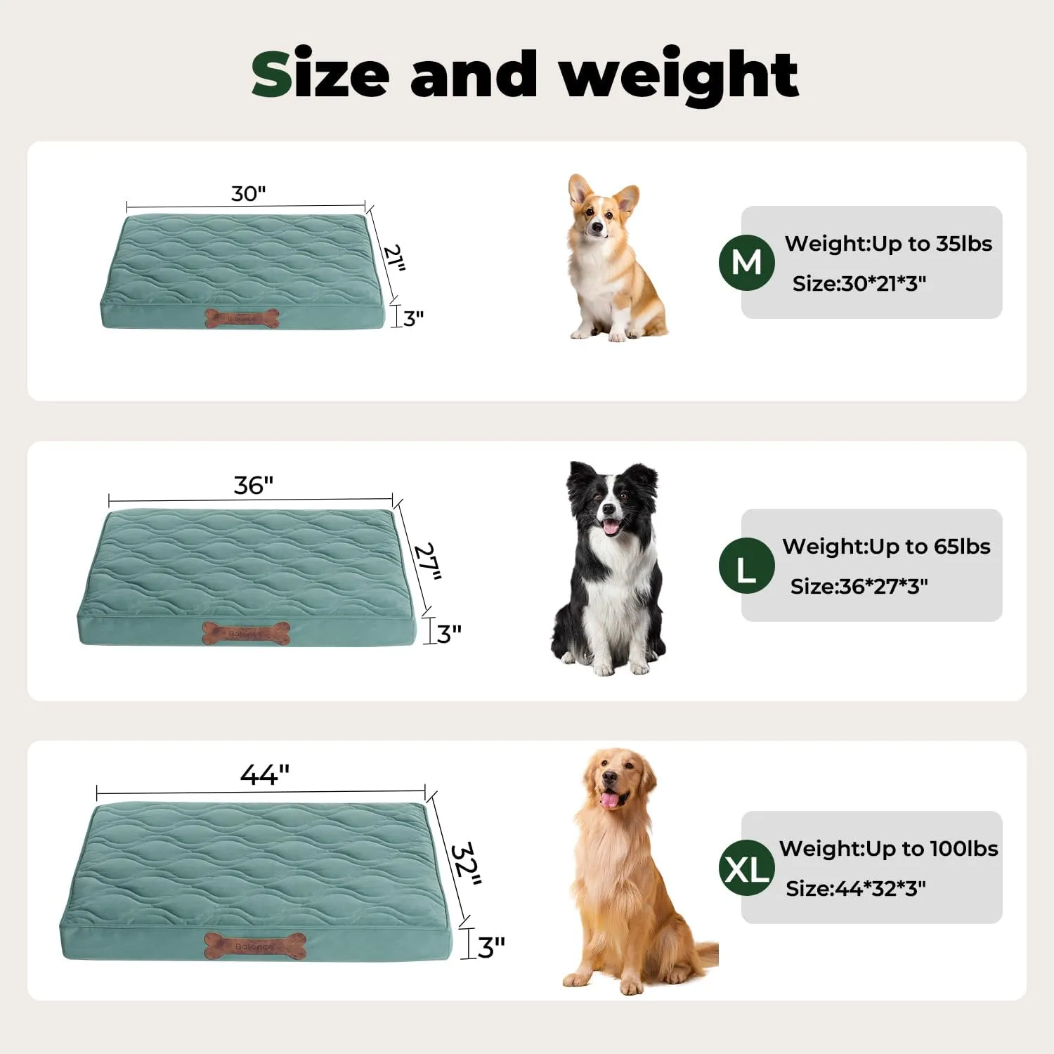 BALANCE Dog Crate Bed, Water-Resistant Orthopedic Dog Beds with Nonskid Bottom, Washable Kennel Bed Dog Mattress