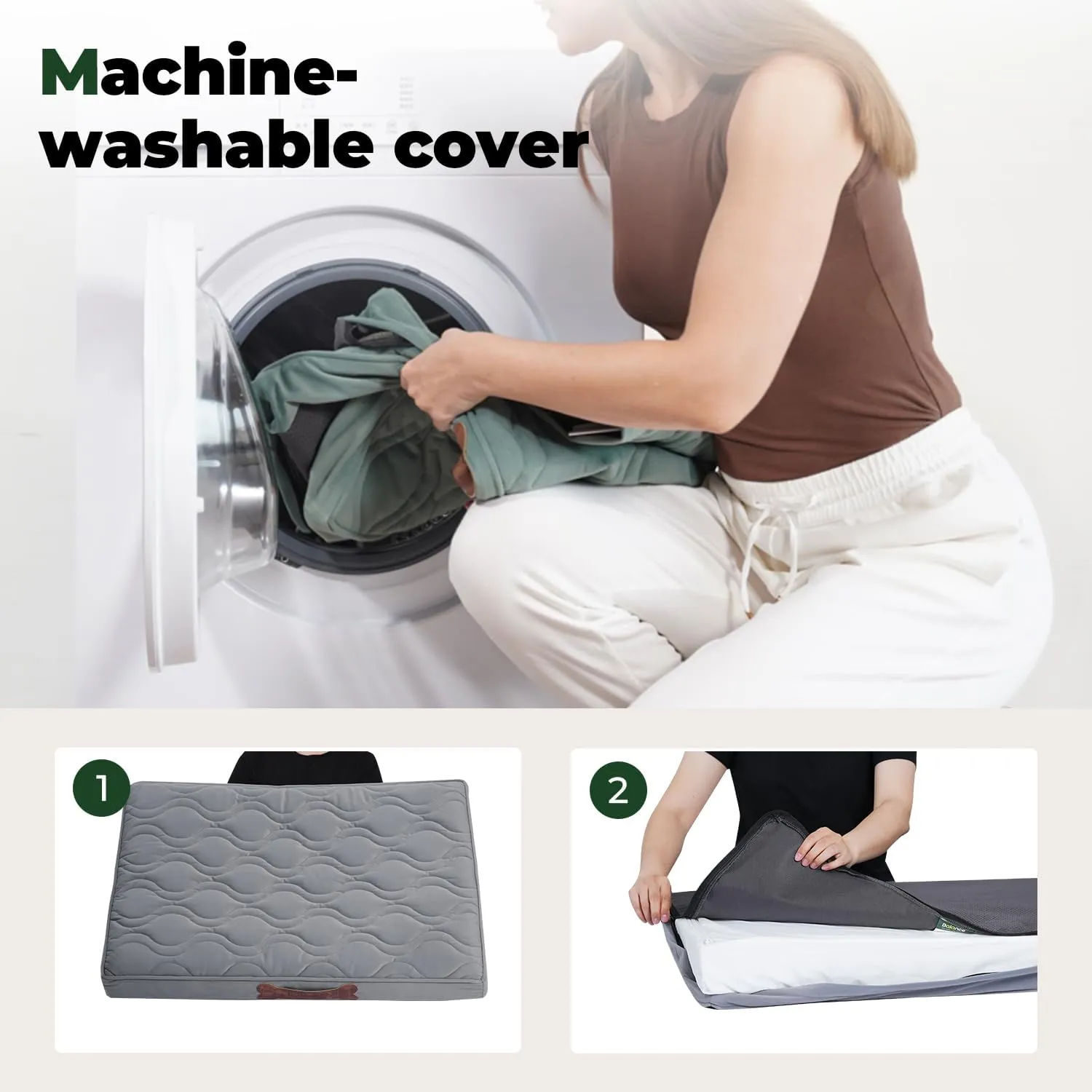 BALANCE Dog Crate Bed, Water-Resistant Orthopedic Dog Beds with Nonskid Bottom, Washable Kennel Bed Dog Mattress