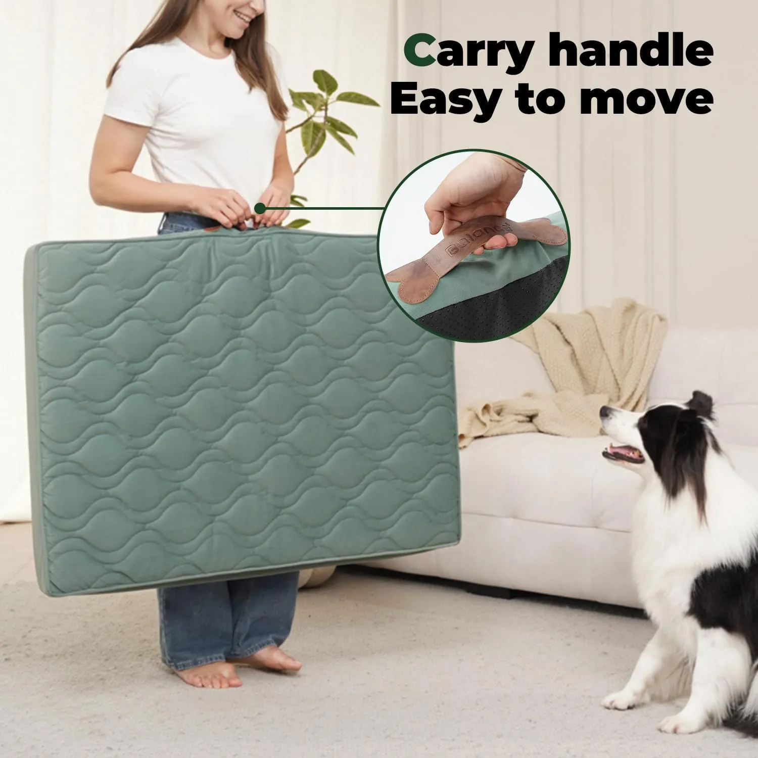 BALANCE Dog Crate Bed, Water-Resistant Orthopedic Dog Beds with Nonskid Bottom, Washable Kennel Bed Dog Mattress
