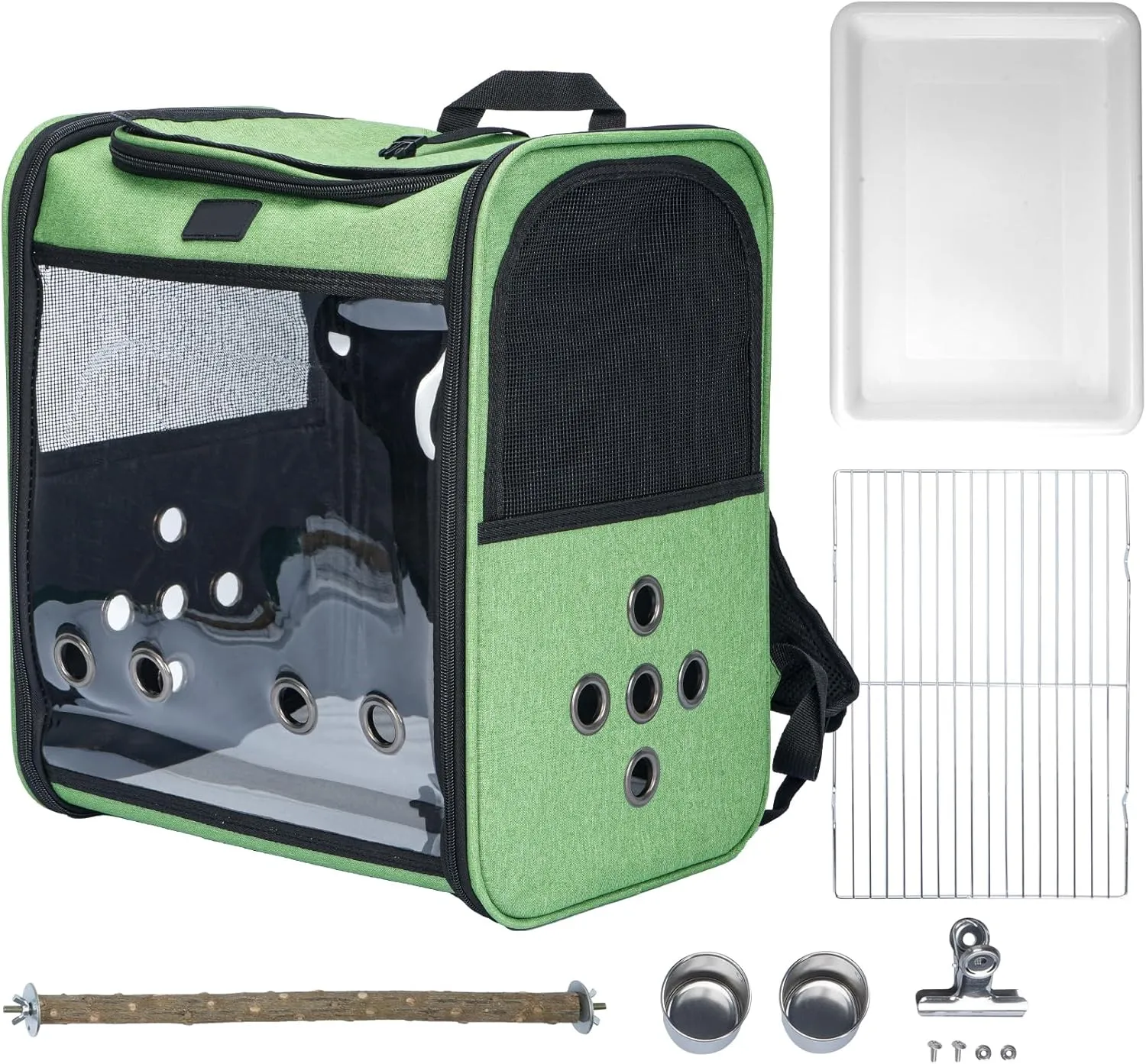 Baoz Bird Backpack,Bird Carrier Bag with 2PCS Food Bowl Adjustble Standing Perch and Tray Travel Bird Cage Portable Bird Travel Bag Parrot Carrier for Birds Parrots