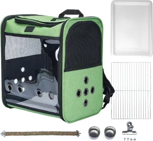 Baoz Bird Backpack,Bird Carrier Bag with 2PCS Food Bowl Adjustble Standing Perch and Tray Travel Bird Cage Portable Bird Travel Bag Parrot Carrier for Birds Parrots