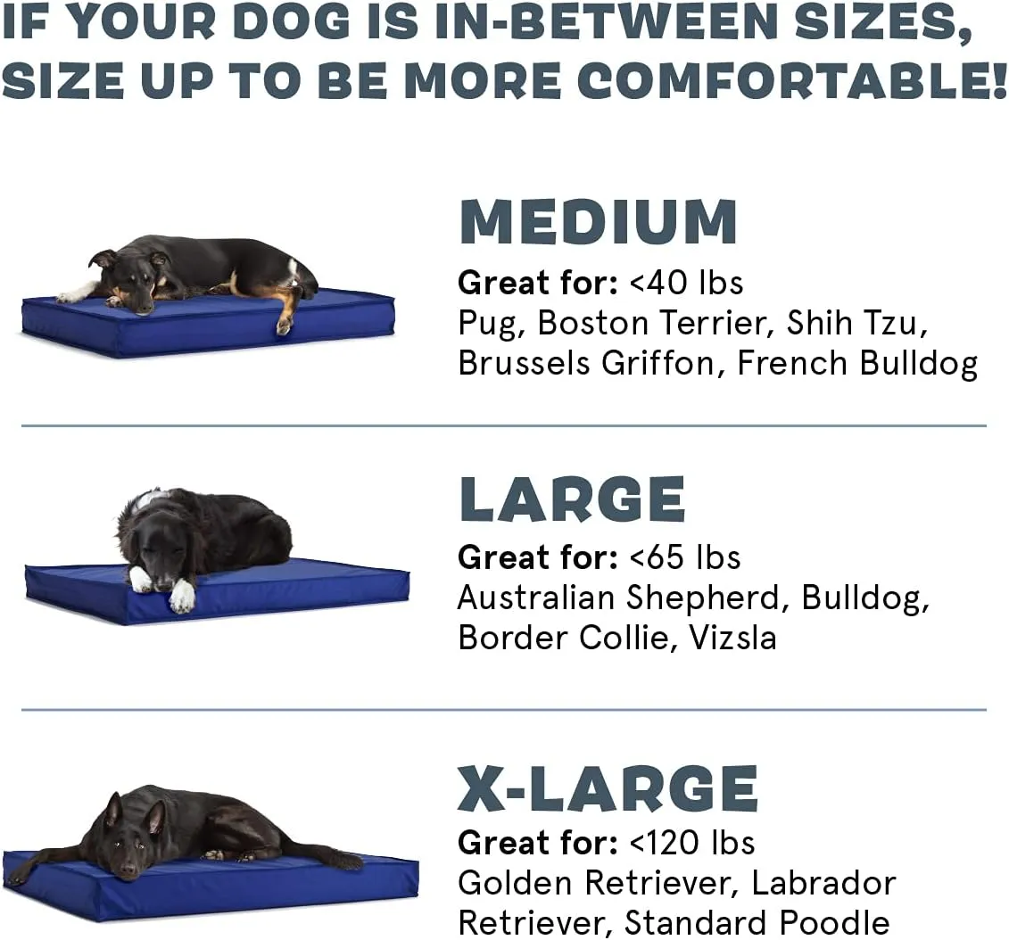 Barkbox - Outdoor Dog Bed - Waterproof Dog or Cat Mattress with Removable Cover - Platform Bed with Washable Cover, Durable, Portable - Indoor/Outdoor All Season Orthopedic Comfort - Large - Blue