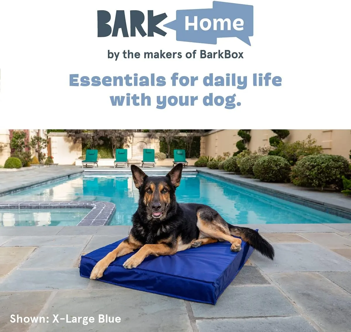 Barkbox - Outdoor Dog Bed - Waterproof Dog or Cat Mattress with Removable Cover - Platform Bed with Washable Cover, Durable, Portable - Indoor/Outdoor All Season Orthopedic Comfort - Large - Blue