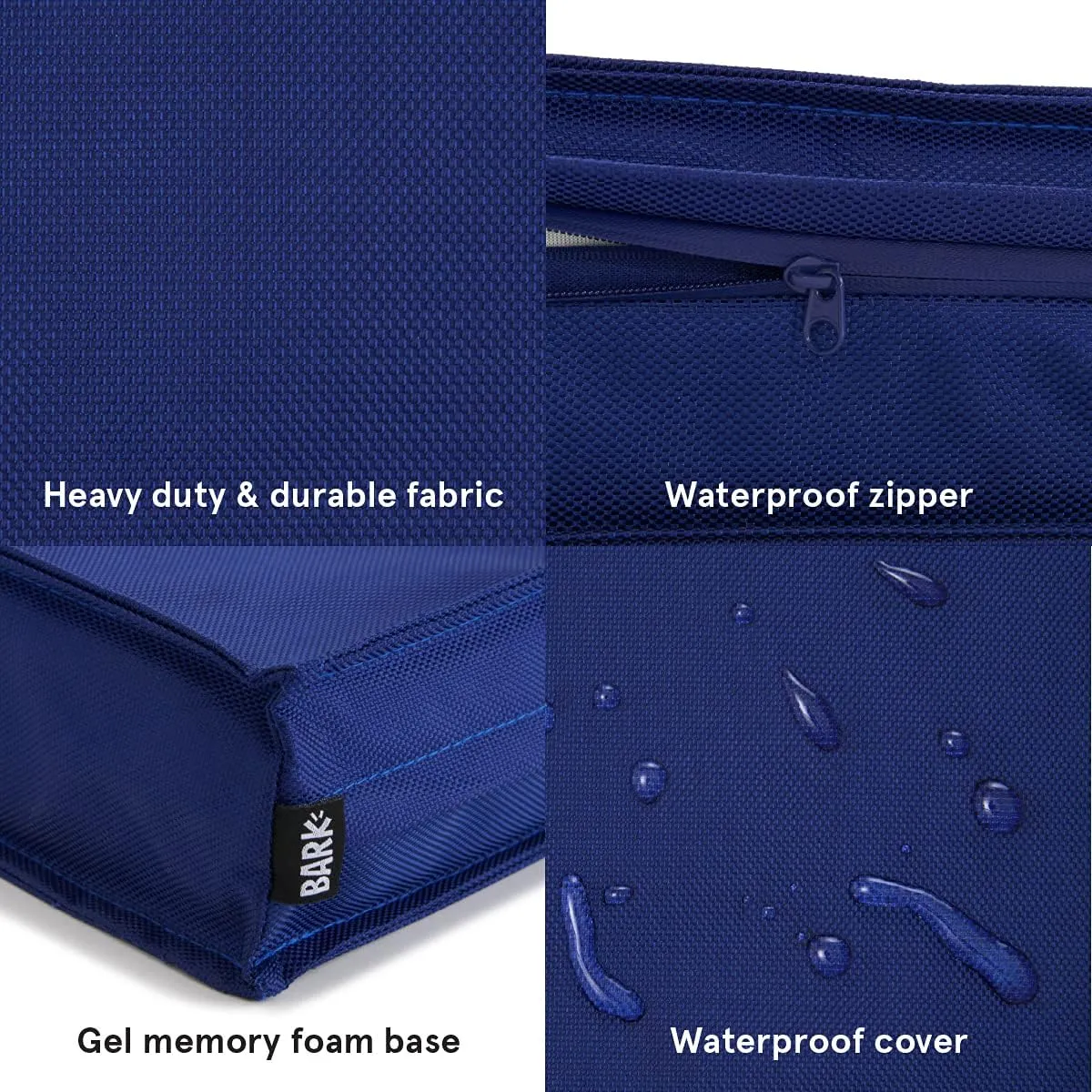 Barkbox - Outdoor Dog Bed - Waterproof Dog or Cat Mattress with Removable Cover - Platform Bed with Washable Cover, Durable, Portable - Indoor/Outdoor All Season Orthopedic Comfort - Large - Blue