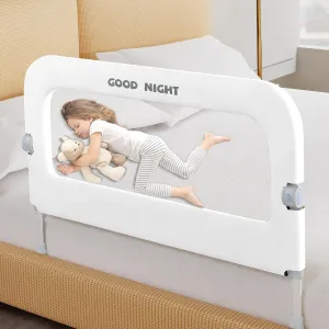 Bed Guard Rail for Toddlers - 32" Adjustable Heights & Folding up Portable Bed Railing for Baby - Toddler Bed Rails Guard for Crib, Twin, Bunk,Full Size, Queen & King Bed(White)