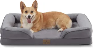 Bedfolks Orthopedic Dog Bed, Waterproof Dog Sofa Bed for Large Dogs, Egg Foam Pet Couch Bed with Removable Washable Cover and Nonslip Bottom, Dark Grey