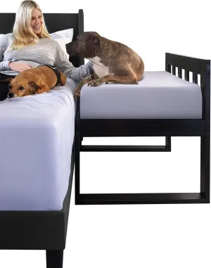 Bedside Dog Bed Mattress ONLY - Extra Thick Orthopedic Memory Foam Pet Bed with Cooling Gel, Waterproof and Protective Cover, Raised Cat & Dog Bassinet - Excludes Human Frame Extension (with Bolster)