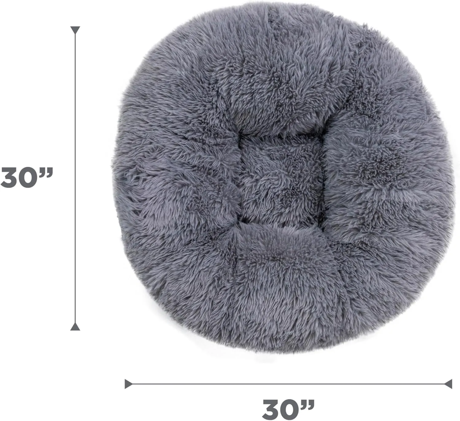 Best Friends by Sheri Ultra Calming Pouf Bed, Orthopedic Round Dog Bed for Joint Support, Faux Fur, Washable Cover, Tan, Medium, 30"x30"