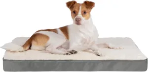 Best Pet Supplies Cute Dog Crate Mat Flat Bed with Waterproof Exterior, Thick Orthopedic Egg Foam Mattress, and Soft Sherpa Fleece Cover for Small, Medium, and Large Breeds - Gray, 24X16X3