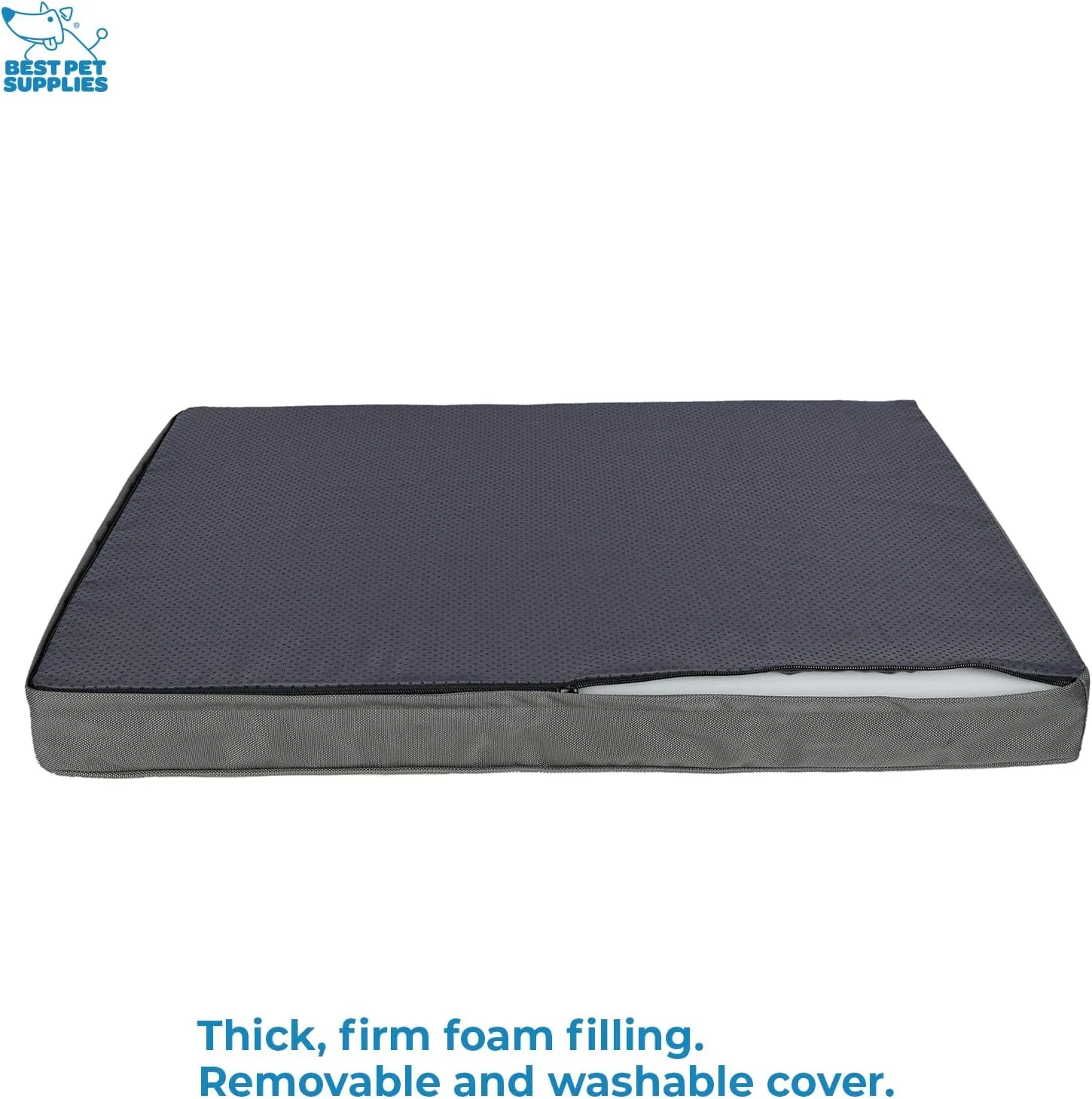 Best Pet Supplies Cute Dog Crate Mat Flat Bed with Waterproof Exterior, Thick Orthopedic Egg Foam Mattress, and Soft Sherpa Fleece Cover for Small, Medium, and Large Breeds - Gray, 24X16X3