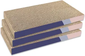 Blue-Purple Gradient 17-Inch Recycled Corrugated Cat Scratch Pads 3-Pack, Double-Sided Use, Furniture Guard, Ideal for Cats Rest, Play, and Claw Grinding