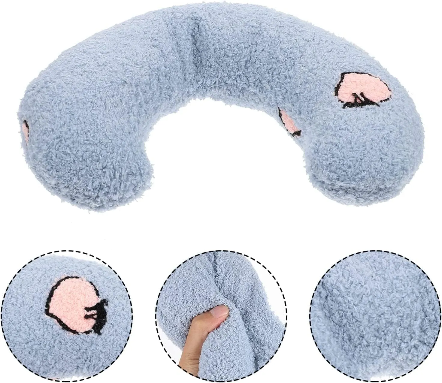 Calming Pillow for Dogs, Soft Dog Bed Pillows Pet Neck Pillow, Dog Calming Pillow for Small Dogs Ultra Soft Fluffy Pet Calming Toy Half Donut Cuddler (A)