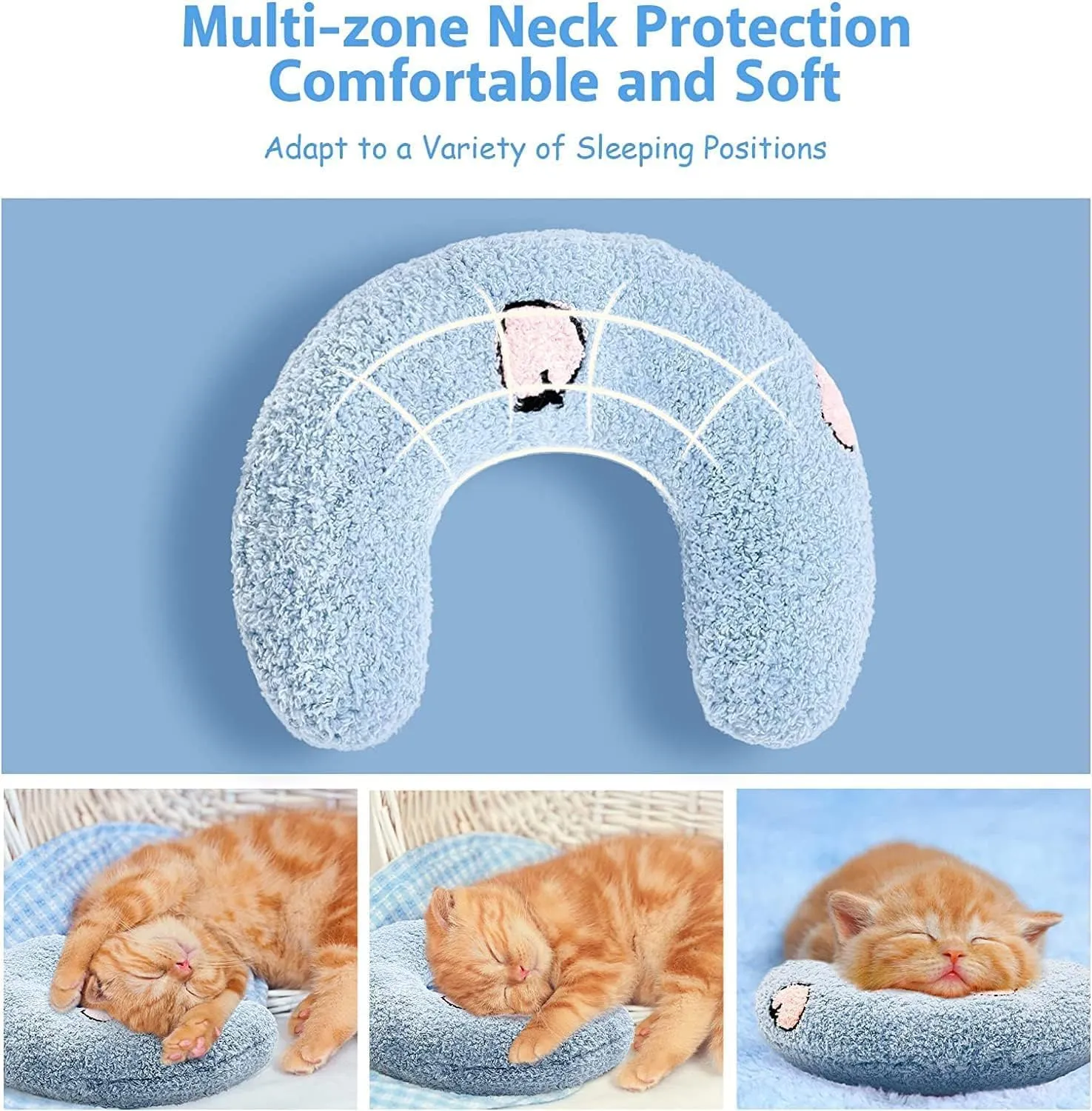Calming Pillow for Dogs, Soft Dog Bed Pillows Pet Neck Pillow, Dog Calming Pillow for Small Dogs Ultra Soft Fluffy Pet Calming Toy Half Donut Cuddler (A)