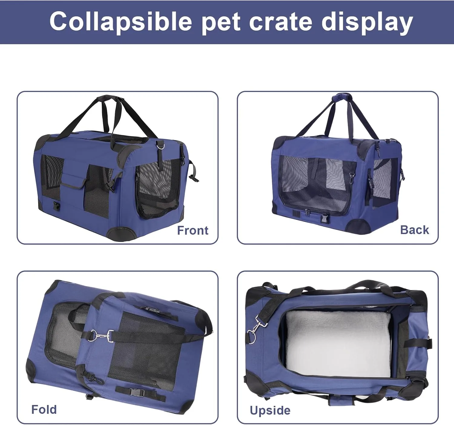 Cat Carrier Pet Carrier Bag Dog Crate 20"x 13"x 13"Portable Collapsible with Soft Warm Blanket/Bowl for Puppy Up to 10 lbs Sturdy Transport Carrier Long Trips/Traveling/Indoor/Outdoor