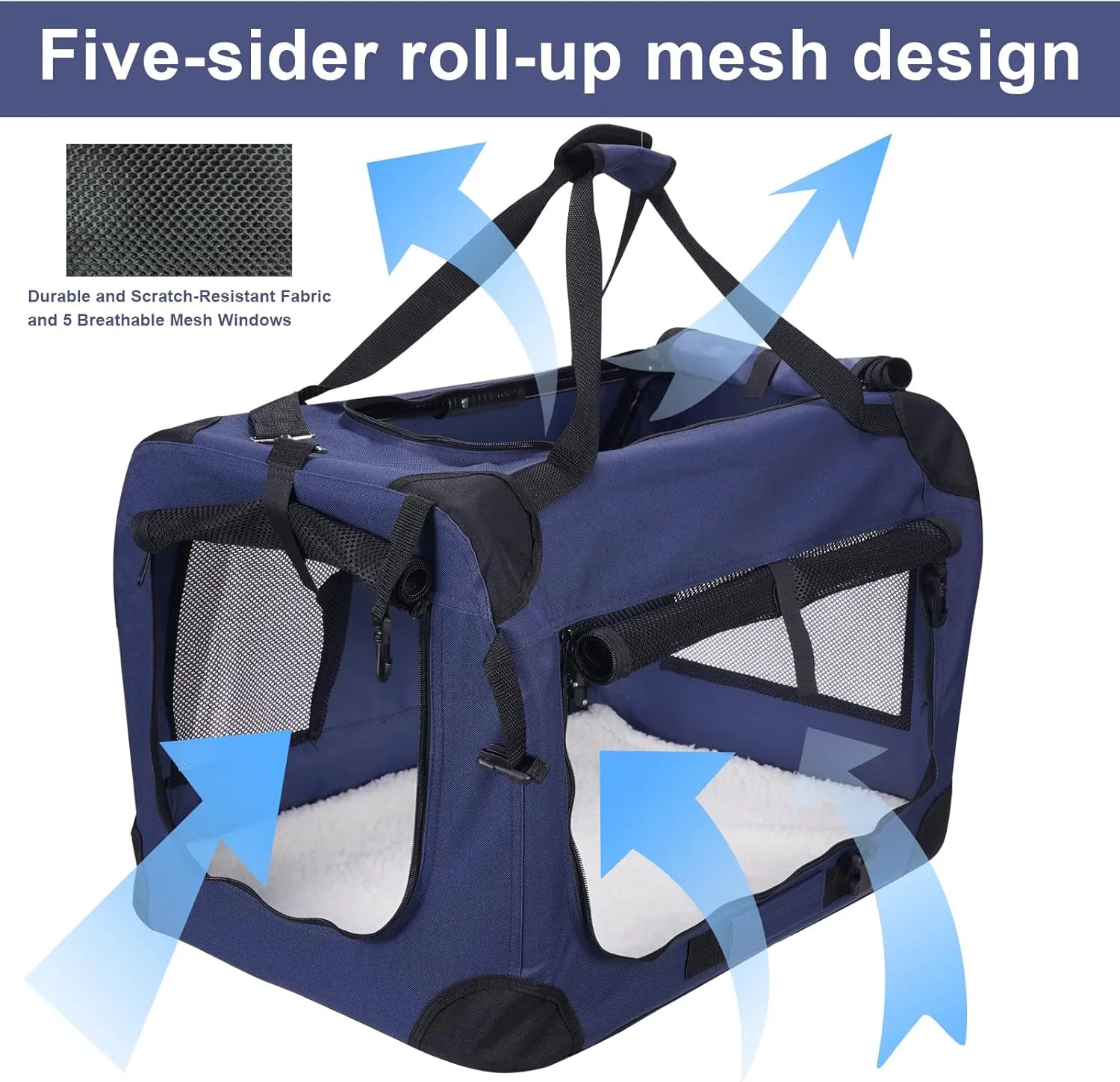 Cat Carrier Pet Carrier Bag Dog Crate 20"x 13"x 13"Portable Collapsible with Soft Warm Blanket/Bowl for Puppy Up to 10 lbs Sturdy Transport Carrier Long Trips/Traveling/Indoor/Outdoor