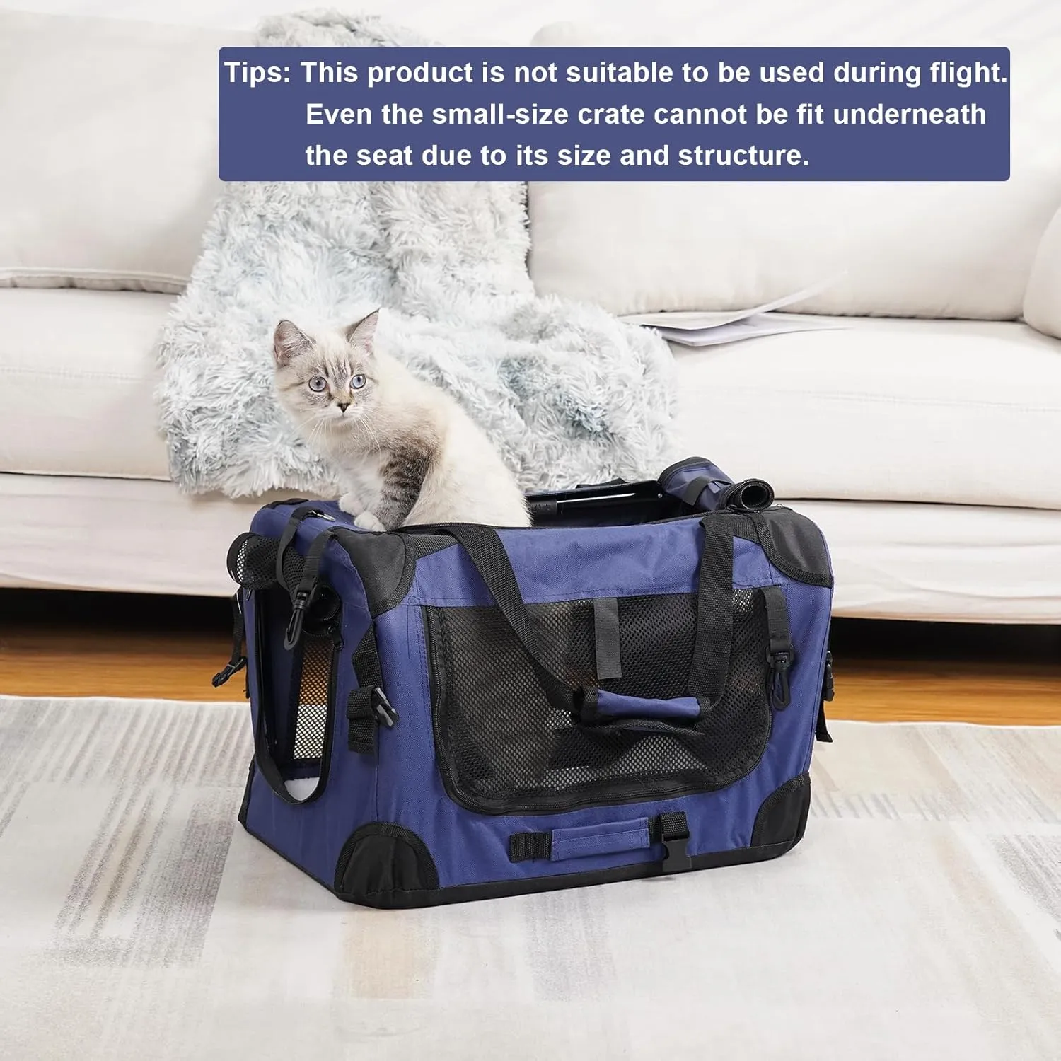 Cat Carrier Pet Carrier Bag Dog Crate 20"x 13"x 13"Portable Collapsible with Soft Warm Blanket/Bowl for Puppy Up to 10 lbs Sturdy Transport Carrier Long Trips/Traveling/Indoor/Outdoor