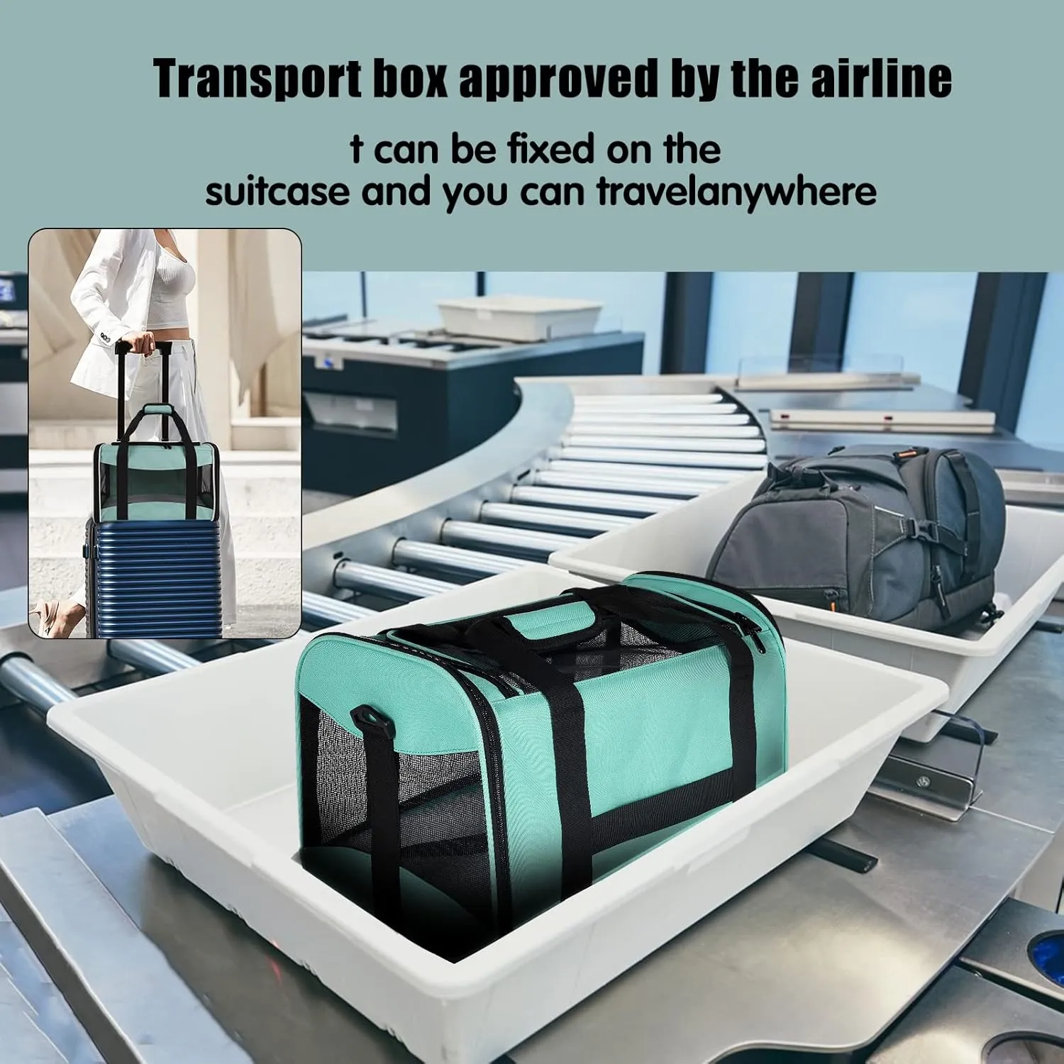 Cat Carrying Case Pet Dog Carrier Soft-Sided Bag Airline Approved, Pet Travel Carrier Up to 15 Lbs, Collapsible Cat Carrier Dog Carrier for Medium Cats Small Cats Dogs(17x11x11 Green)