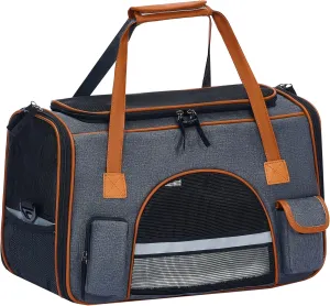 Cat, Dog Carrier  Fits Pets Up to 18 lbs, Anti-Collapse Design, Multiple Storage Pockets, Escape-Proof Zippers, Cozy Pad, Cat Carrier Soft 18x11x11 Inches