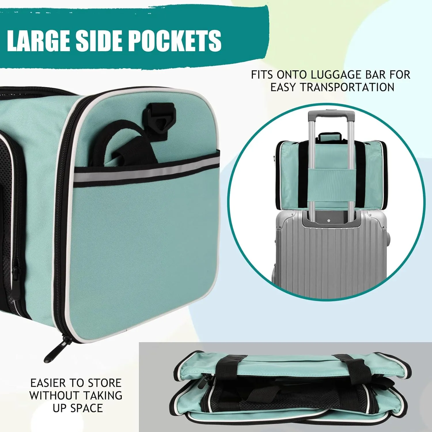 Cat, Dog Carrier for Small Medium Pet Carriers Up to15Lbs, Cat Carrier Soft- Sided Puppy Cat Bag Portable Foldable Airline Approved Carrier Travel (Green 18 * 11 * 11)