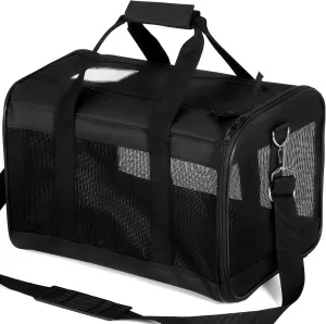 Cat Dog Pet Carrier for Medium to Large Cats (20 lbs) and Small Dogs -Top Loading, Portable & Collapsible Cat Travel Bag Dual Kitten Sturdy Crate for Long Journeys - Holds Up to 15lbs
