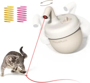 Cat Laser Toys, Automatic Cat Laser Toy Tumbler Design, Rechargeable Cat Laser Pointer 360Irregular Rotation, 3 Modes Interactive Cat Toy for Indoor Cats of All Ages and Sizes (Beige)