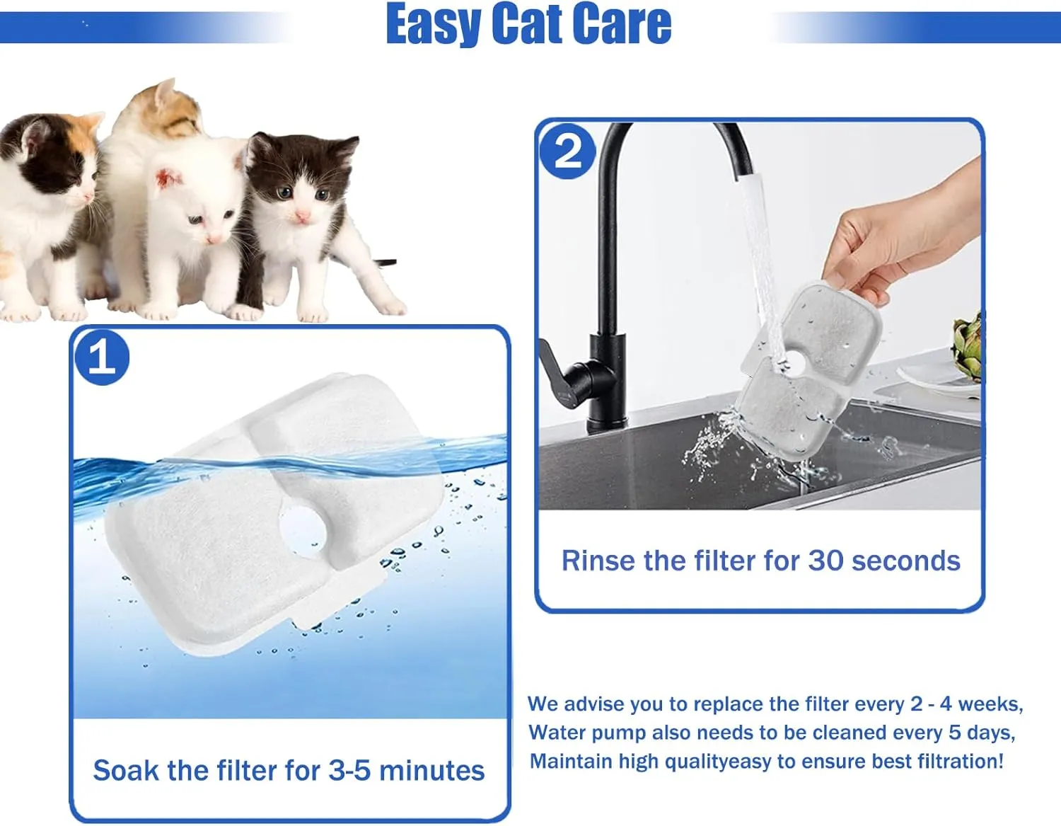 Cat Water Fountain Filter,12 packs Pet Fountain Filter Replacement for Pet Fountain,Filters Replacements fit for Petlibro Dockstream Cat Water Fountain PLWF005/PLWF115/PLWF105