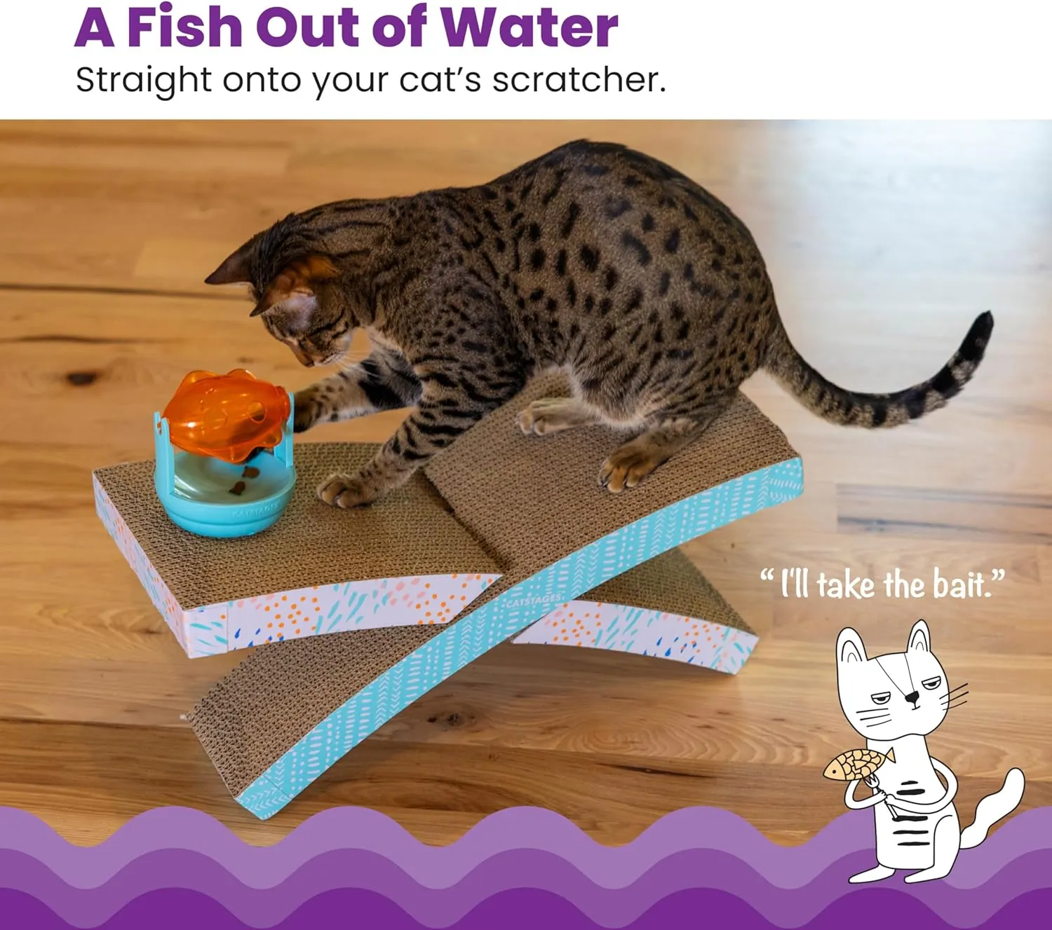 Catstages Spinning Treat Scratch Toy Cat Scratcher Topper, Orange