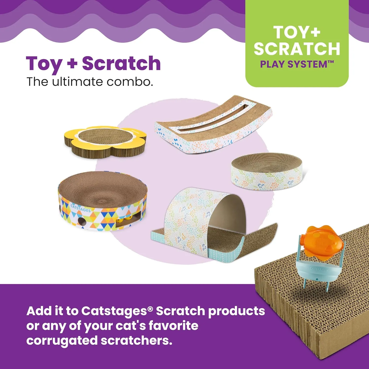 Catstages Spinning Treat Scratch Toy Cat Scratcher Topper, Orange