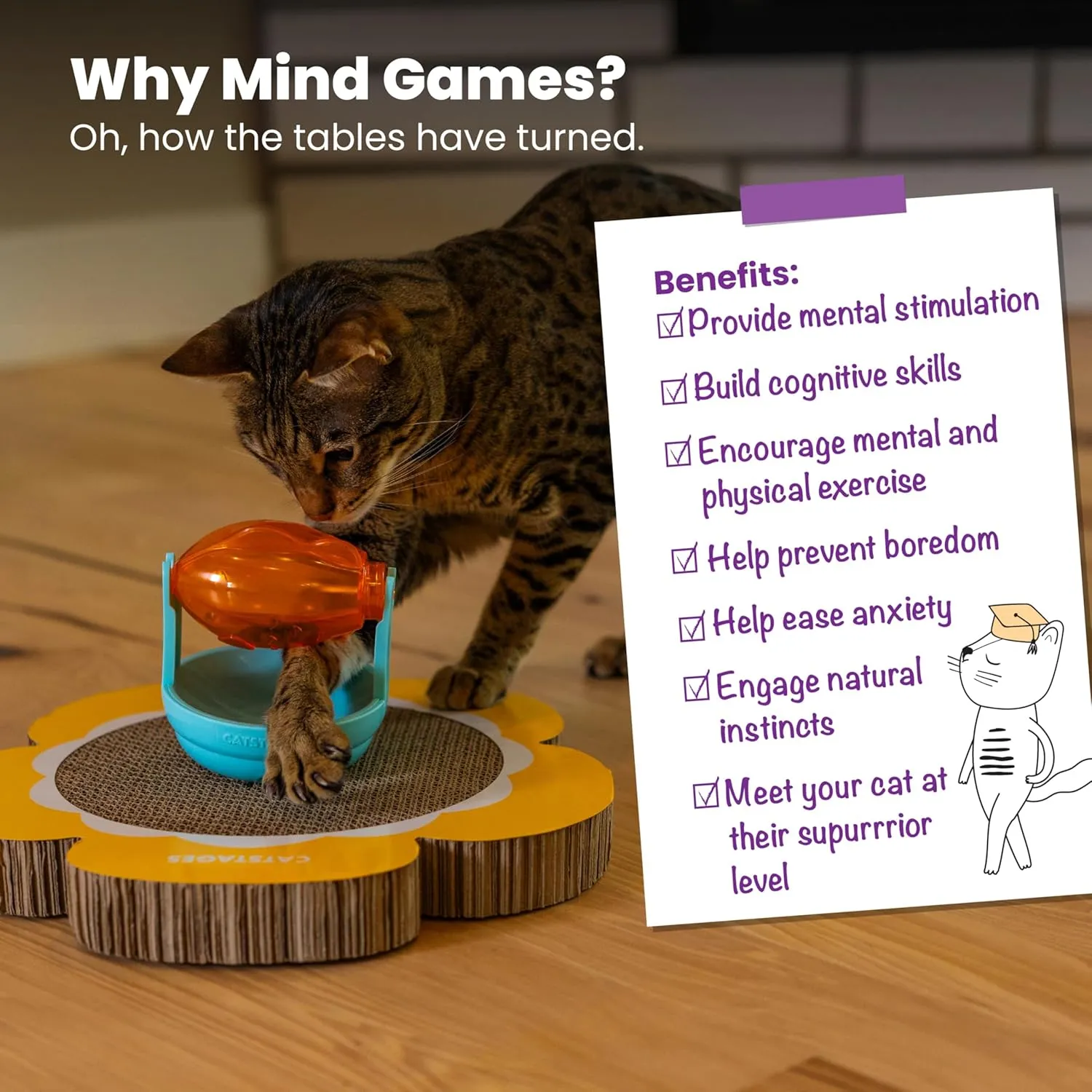 Catstages Spinning Treat Scratch Toy Cat Scratcher Topper, Orange