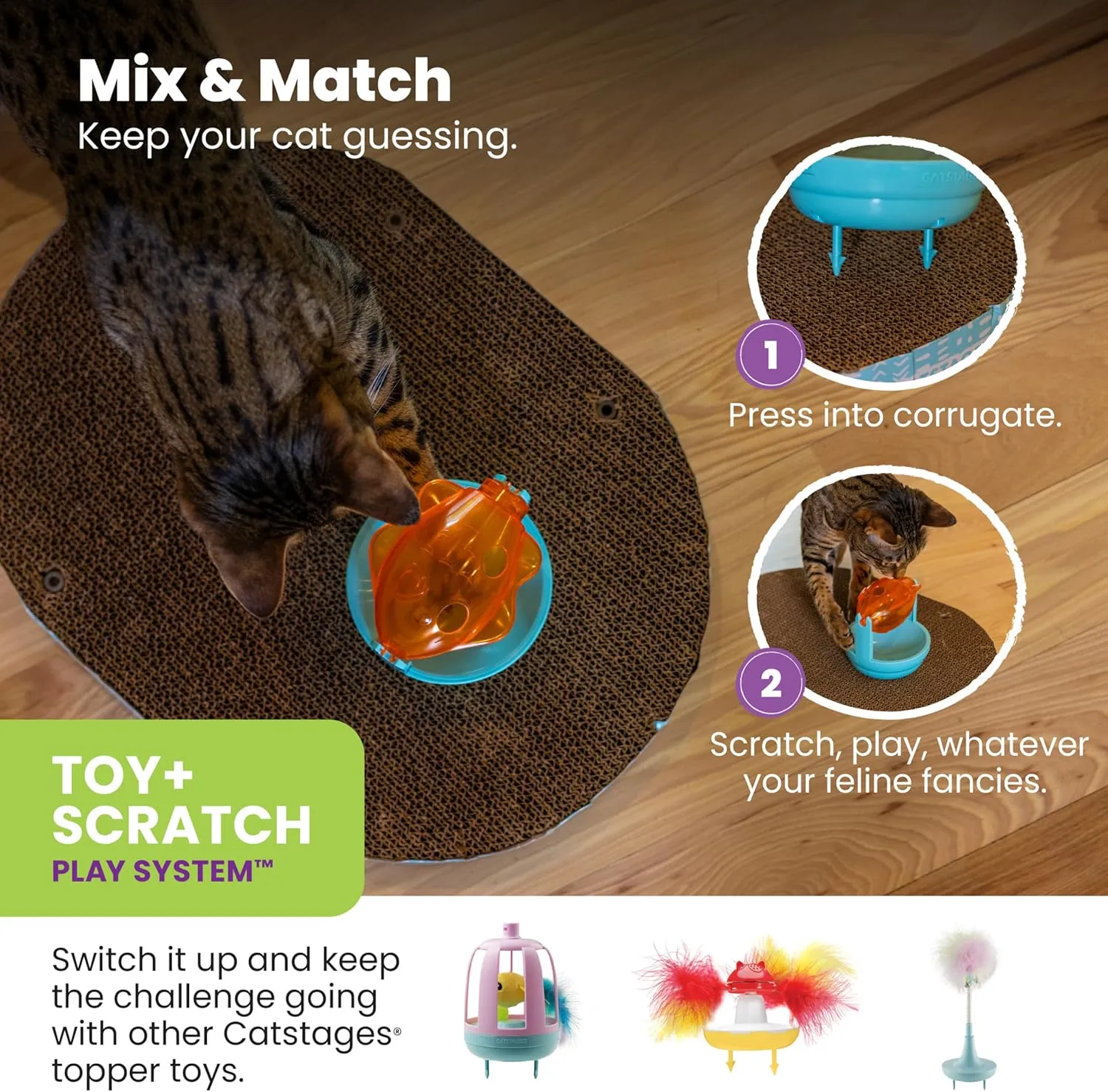 Catstages Spinning Treat Scratch Toy Cat Scratcher Topper, Orange