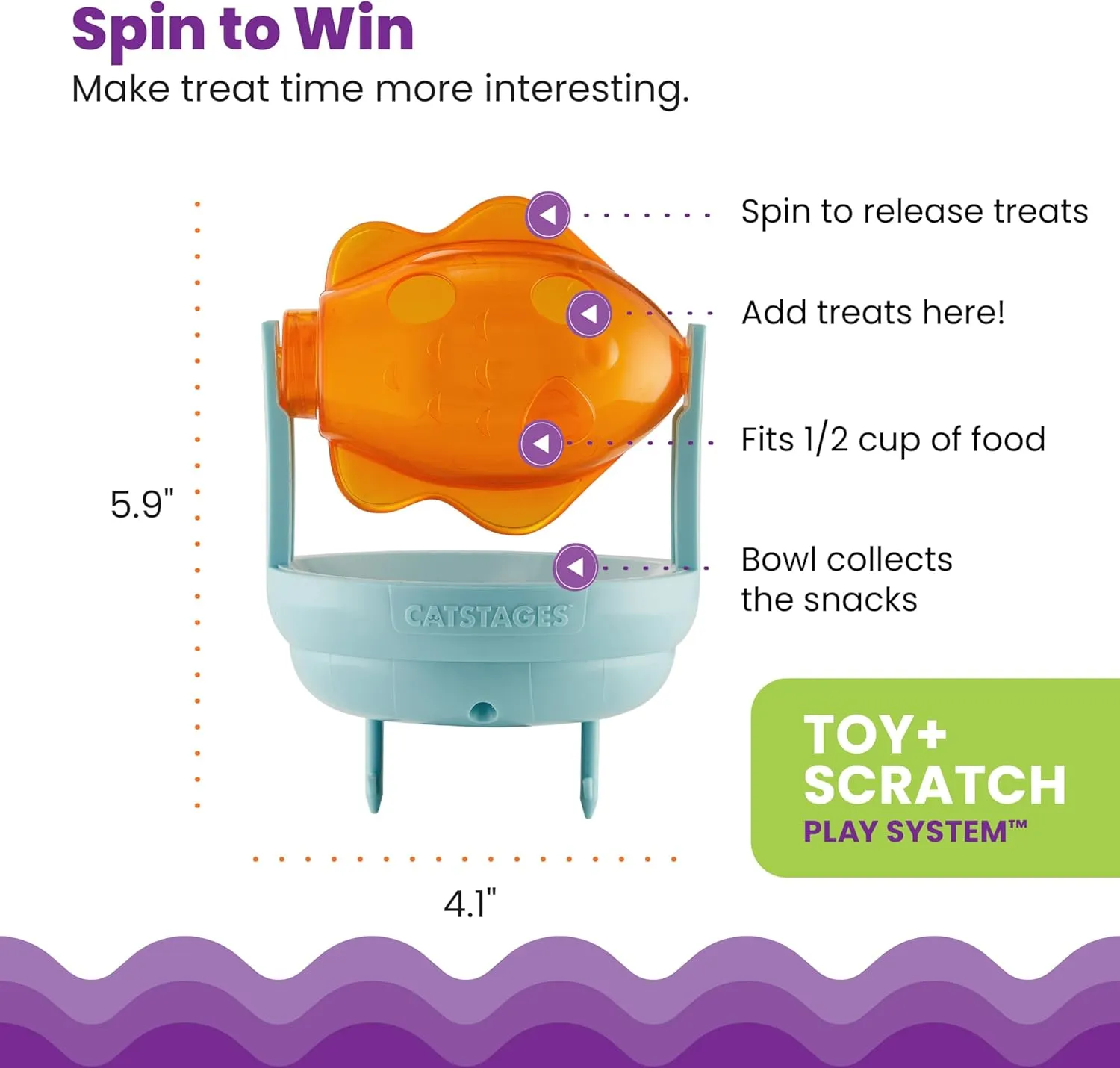 Catstages Spinning Treat Scratch Toy Cat Scratcher Topper, Orange