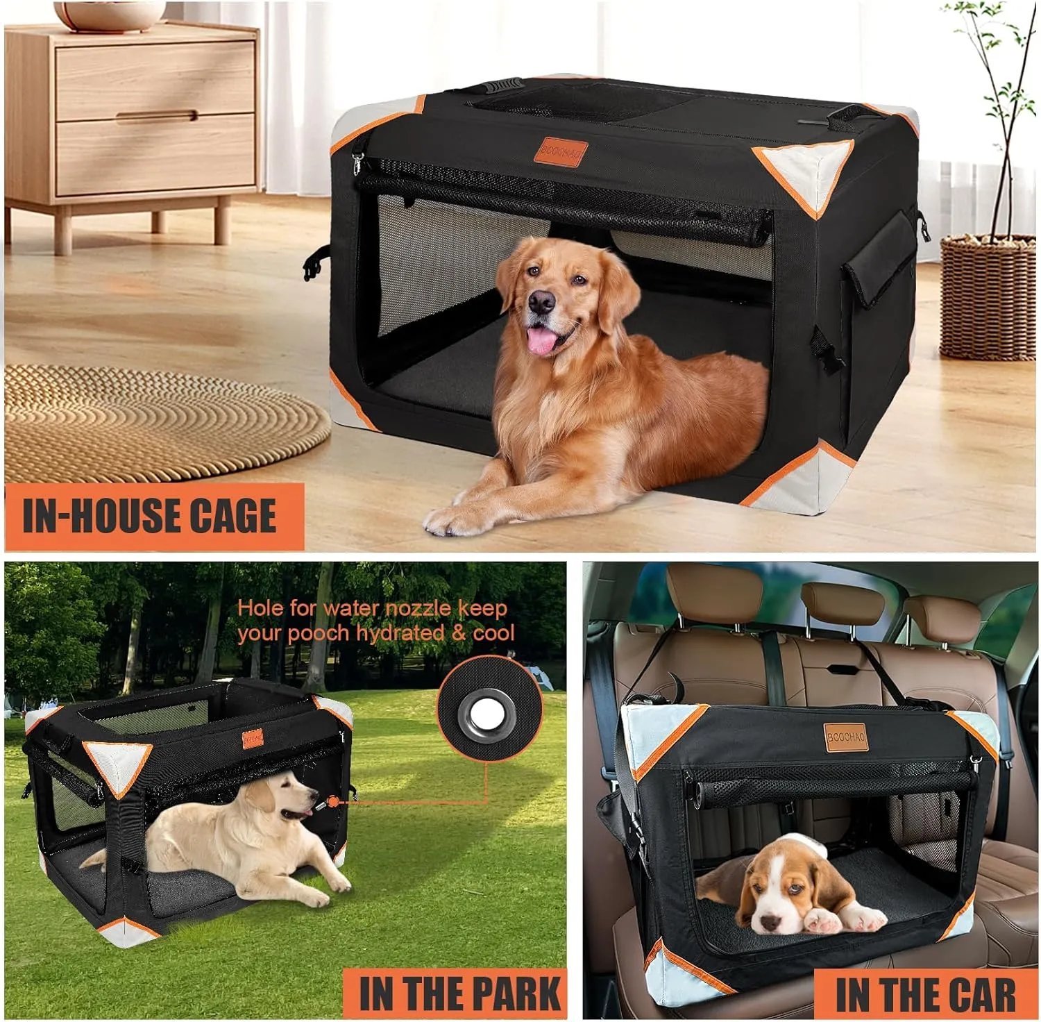 Collapsible Dog Crate-Portable Dog Crates for Small Medium Dogs,4-Door Portable Pet Travel Crate,Sturdy/Breathable/Comfortable,Indoor & Outdoor & Car Back Seat;Soft Dog Blanket